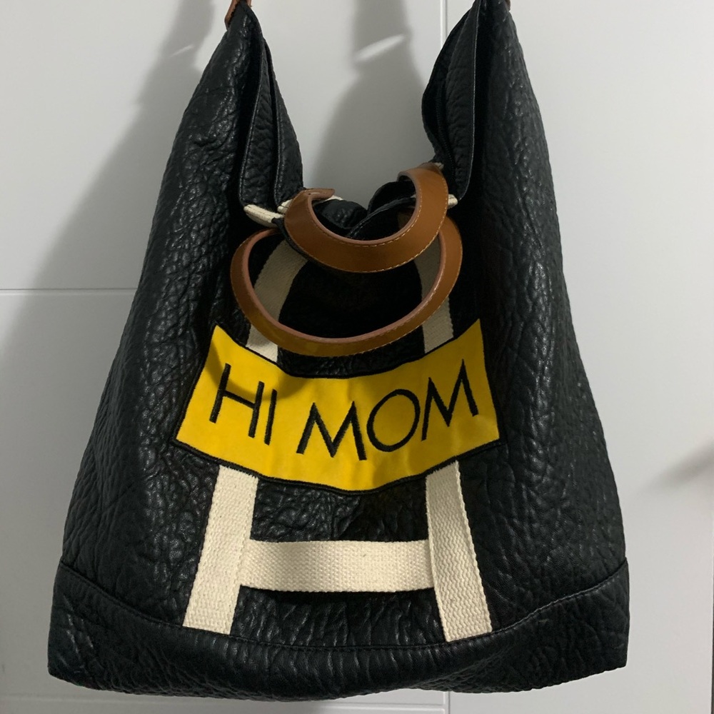 Chic black two-way tote bag, leather